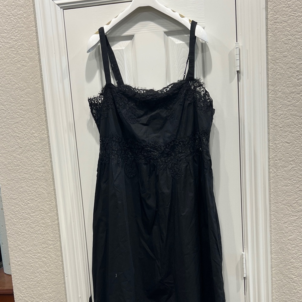 J.Crew Black Cotton and Lace Trim Dress included with snap-in blk slip cami - Picture 9 of 10